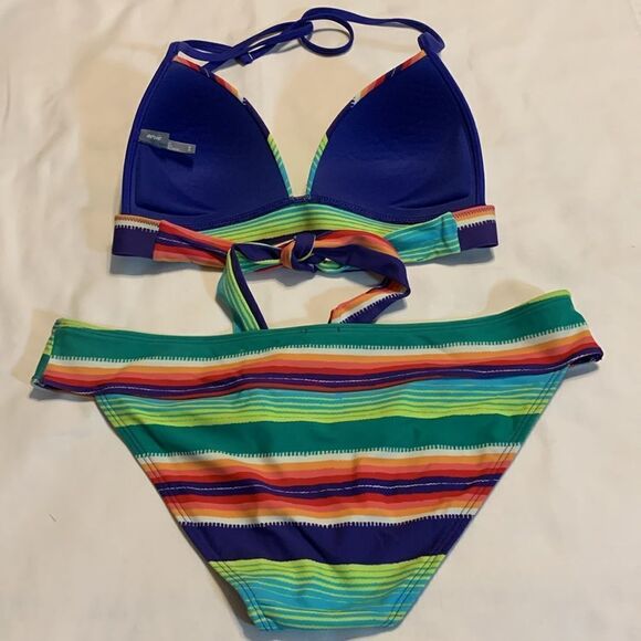 American Eagle Aerie Size Large bottom/Size Medium top bikini multicolor NWOT - Picture 2 of 8